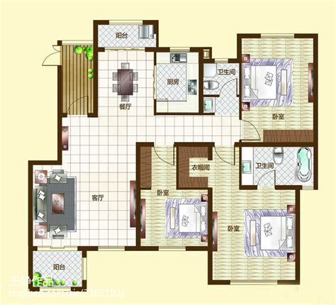 三室一厅户型图114