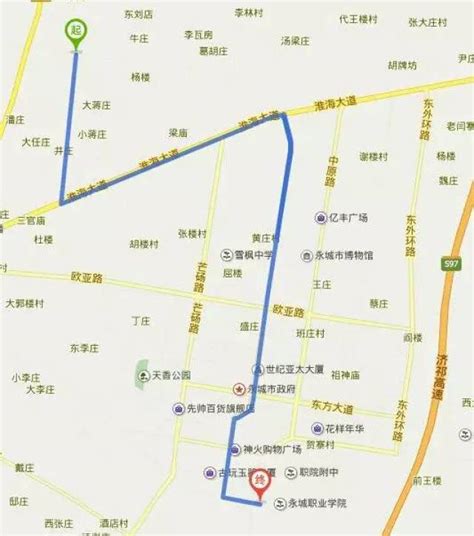 上海到永城的大巴车行程路线