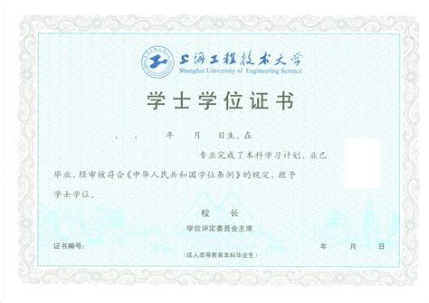 上海工程技术大学本科毕业证书