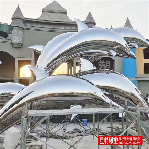 上海镜面不锈钢海豚雕塑艺术摆件