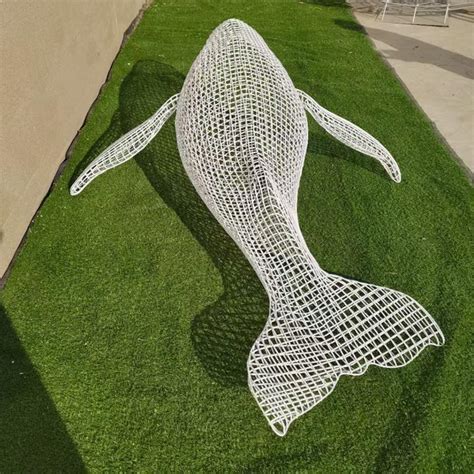不锈钢编织镂空海豚雕塑