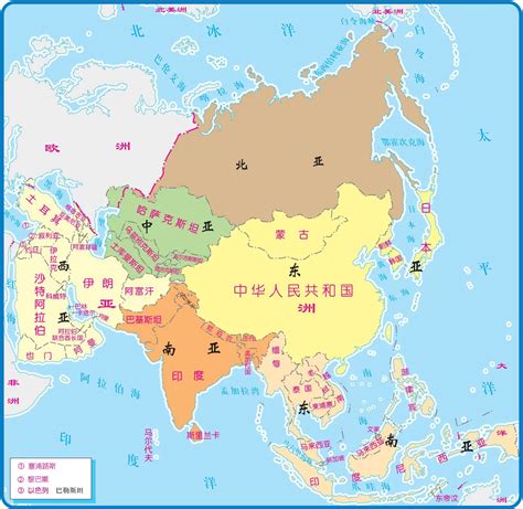世界地图亚洲地图