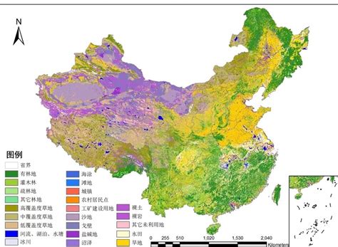 中国土地资源的分布