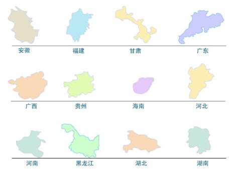 中国地图各个形状图片