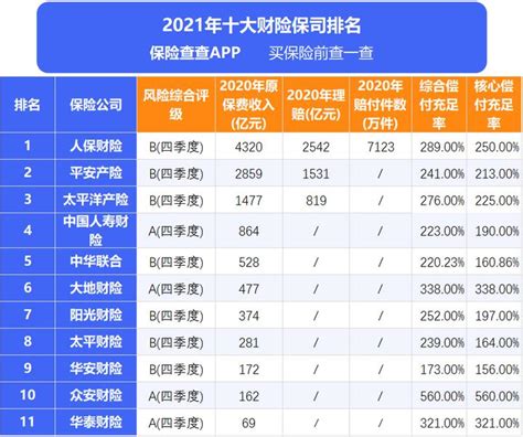 中国车辆保险公司十大排名