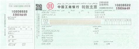 中国银行新疆转账支票图片
