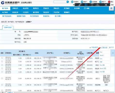 企业九江银行网上怎么导出流水