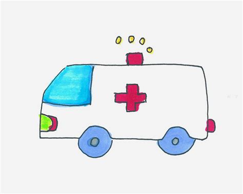 儿童画救护车简单画法