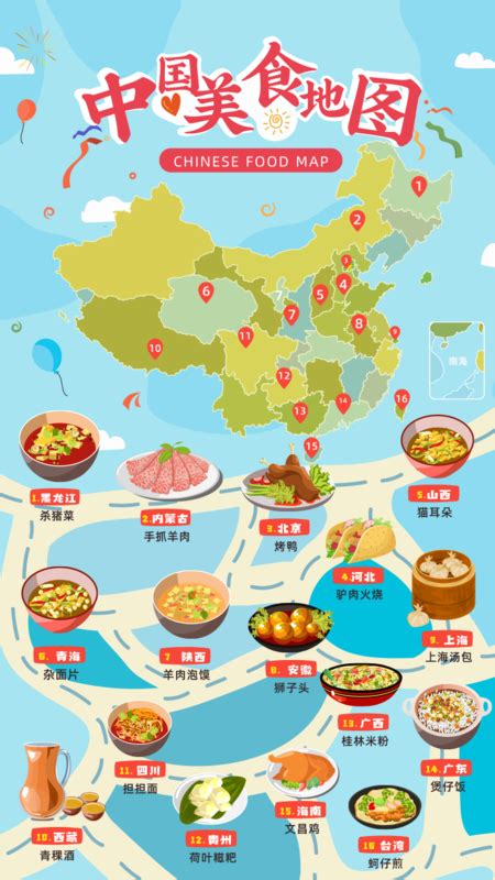 制作中国美食地图并讲解