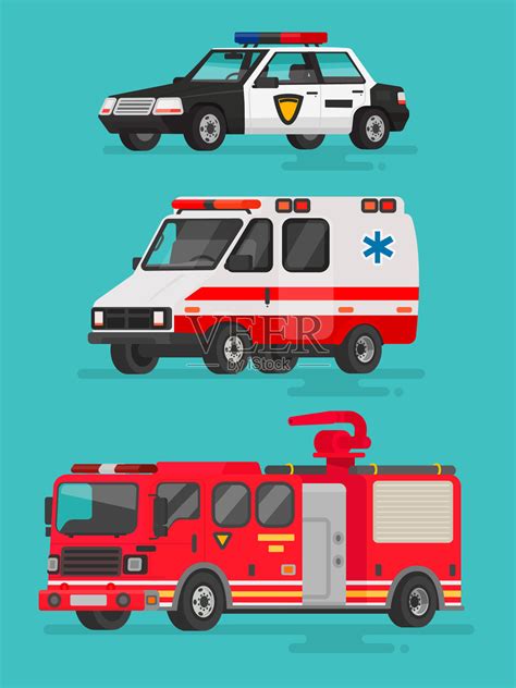 动画片救护车和消防车