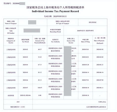 北京个人纳税凭证打印