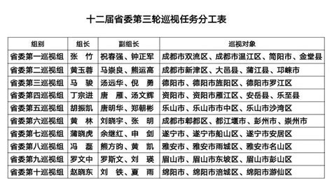 四川十二届省委巡视组名单