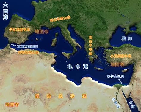 地中海位置地图