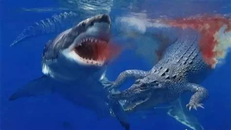 大白鲨vs湾鳄