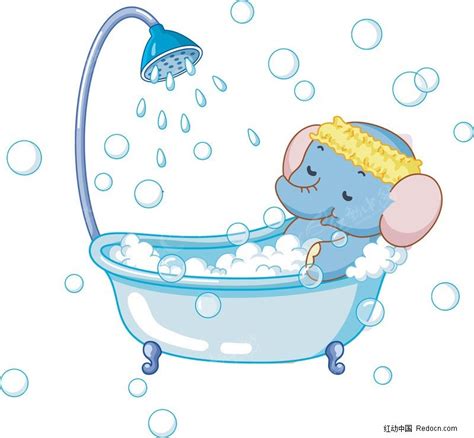 小象洗澡发脾气