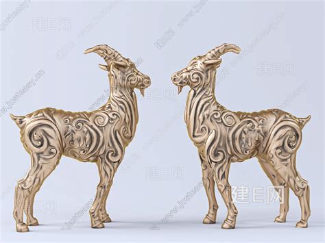 山羊雕塑3d模型