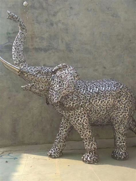 广东不锈钢大象动物雕塑艺术小品