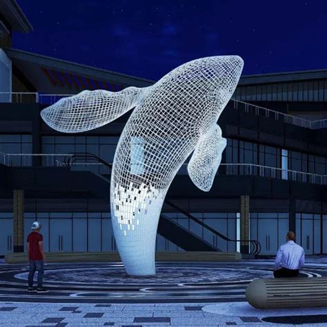 广州大型不锈钢鲸鱼雕塑