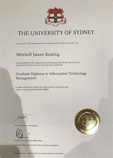 悉尼大学毕业证图片