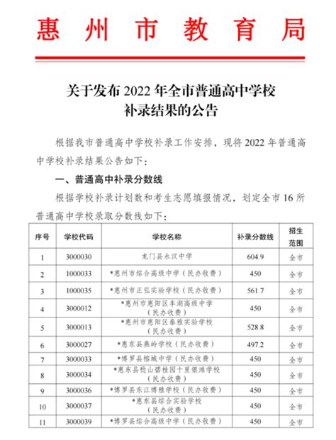 惠州市一中双语录取分数线