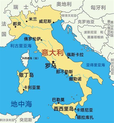 意大利在地图上的位置