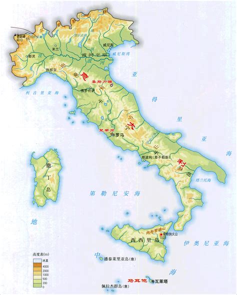 意大利地形图高清