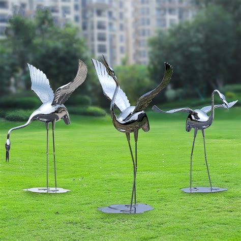 抽象仙鹤雕塑不锈钢动物
