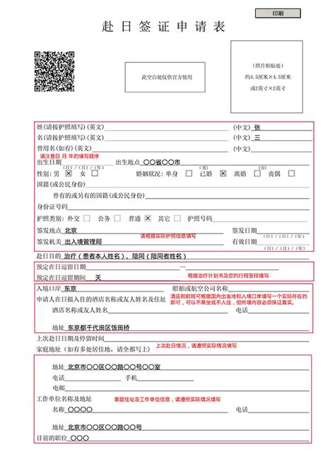 新疆出国签证申请书