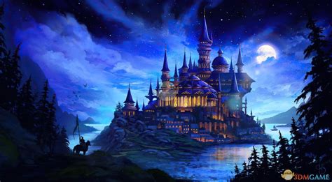 晚上动漫城堡背景图