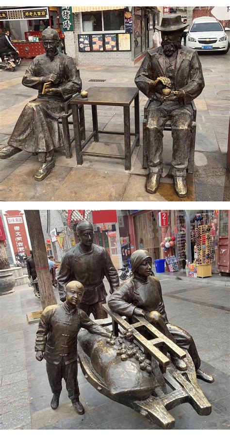 步行街铸铜人物雕塑定制