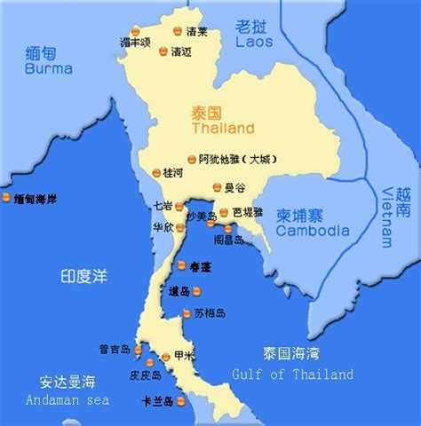 泰国在地图上的位置