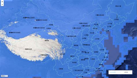 海平面上升100米以后的中国地图