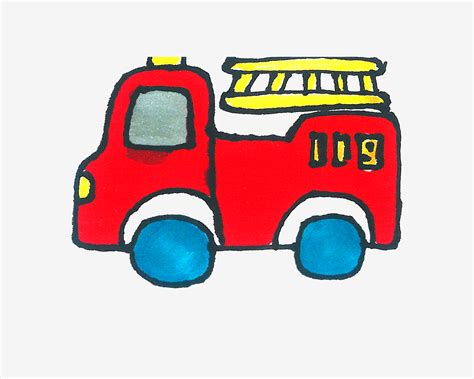 消防车图画儿童简单