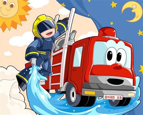 消防车相关的英语动画