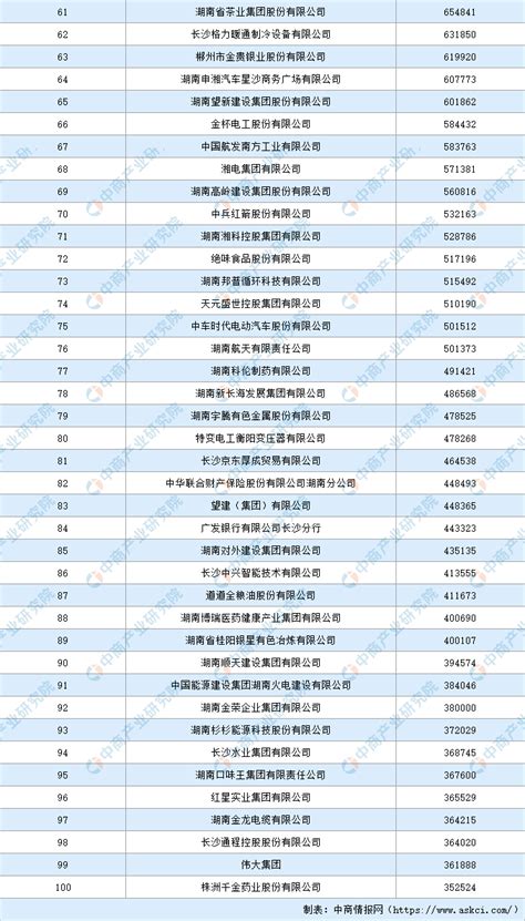 湖南企业100强排行榜