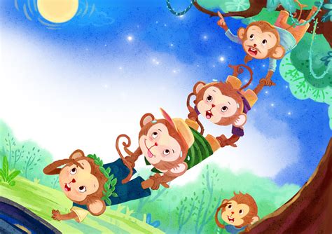 童话故事小猴子捞月亮