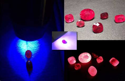红宝石在紫外线灯下呈红色