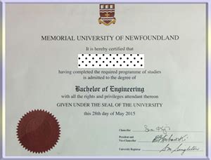 纽芬兰纪念大学毕业证书模板