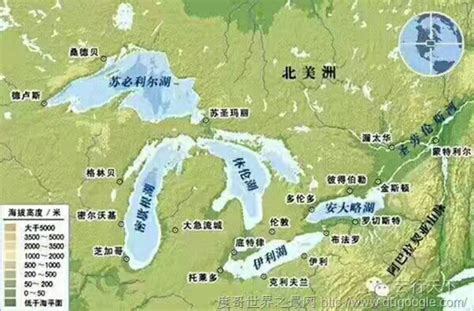 美国五大湖地图