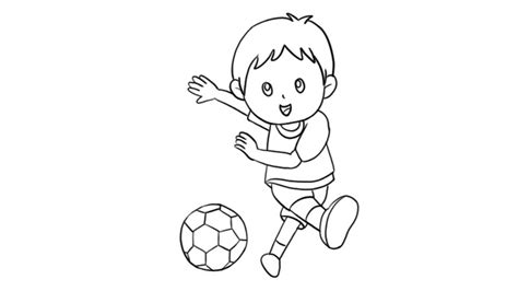 踢足球的小男孩冬天简笔画