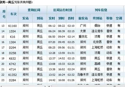 郑州到商丘客车时间表