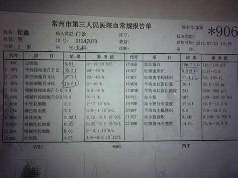郑州抽血化验单