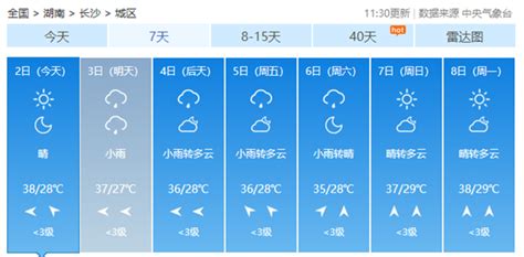 长沙市60天之内天气预报