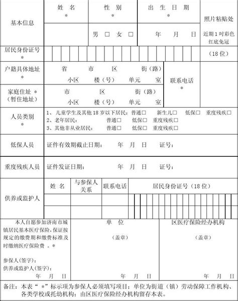 青海省医保局职工新参保登记表