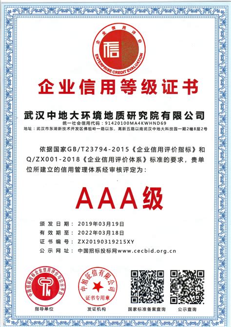 韶关市企业信用AAA等级证书标准