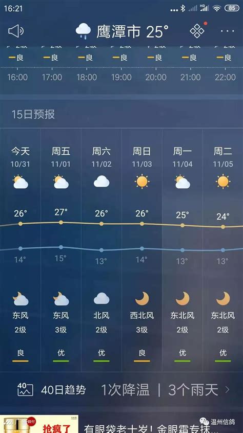 鹰潭未来30天天气预报