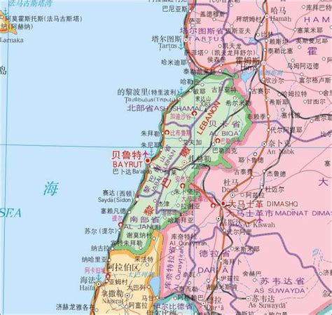 黎巴嫩地图高清中文版