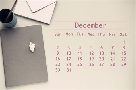 12月日历表