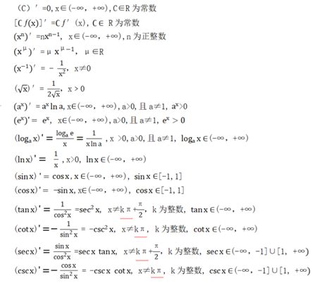 24个基本导数公式