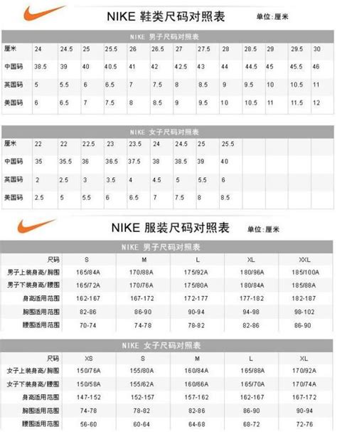 Nike官方尺码
